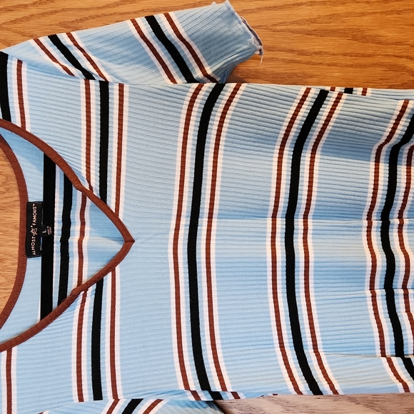 Size large,  Almost Famous short sleeve, striped shirt. - Picture 3 of 6